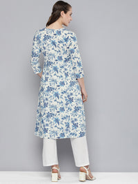 Thumbnail for HERE&NOW Women Floral Printed Mandarin Collar Straight Kurta - Distacart