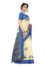 Thumbnail for Vamika Multicolor & Blue Kalamkari With Jhalar Khadi Silk Saree