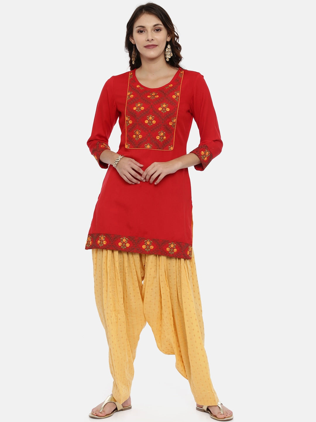 Souchii Women Beige Woven Design Patiala - Distacart
