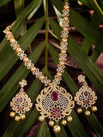 Thumbnail for Saraf RS Jewellery Gold-Plated White & Pink American Diamond Studded & Beaded Handcrafted Jewellery Set - Distacart