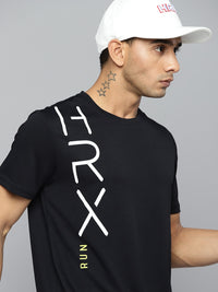 Thumbnail for HRX By Hrithik Roshan Running Men Jet Black Rapid-Dry Brand Carrier T-shirts - Distacart