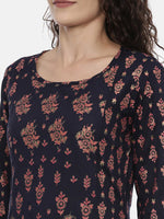 Thumbnail for Souchii Navy Blue & Pink Printed Kurta with Palazzos - Distacart