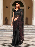 Thumbnail for Tikhi Imli Sequinned Satin Heavy Work Saree - Distacart