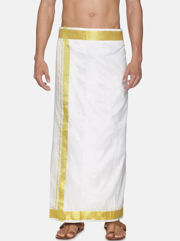 Sethukrishna White Solid Readymade Dhoti - Distacart