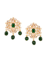 Thumbnail for Saraf RS Jewellery Gold-Plated White & Green American Diamond Studded Choker Jewellery Set - Distacart