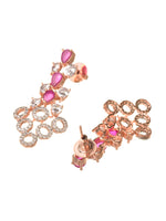 Thumbnail for Saraf RS Jewellery Rose Gold-Plated Red AD-Studded Jewellery Set - Distacart