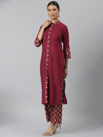 Thumbnail for Khushal K Women Maroon Solid Kurta with Trousers & Dupatta - Distacart