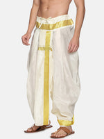 Thumbnail for Sethukrishna Men Cream-Coloured Solid Readymade Dhoti Pants - Distacart