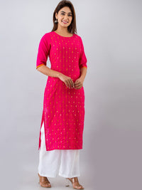 Thumbnail for HERE&NOW Pink & White Geometric Embroidered Mirror Work Kurta with Palazzos - Distacart