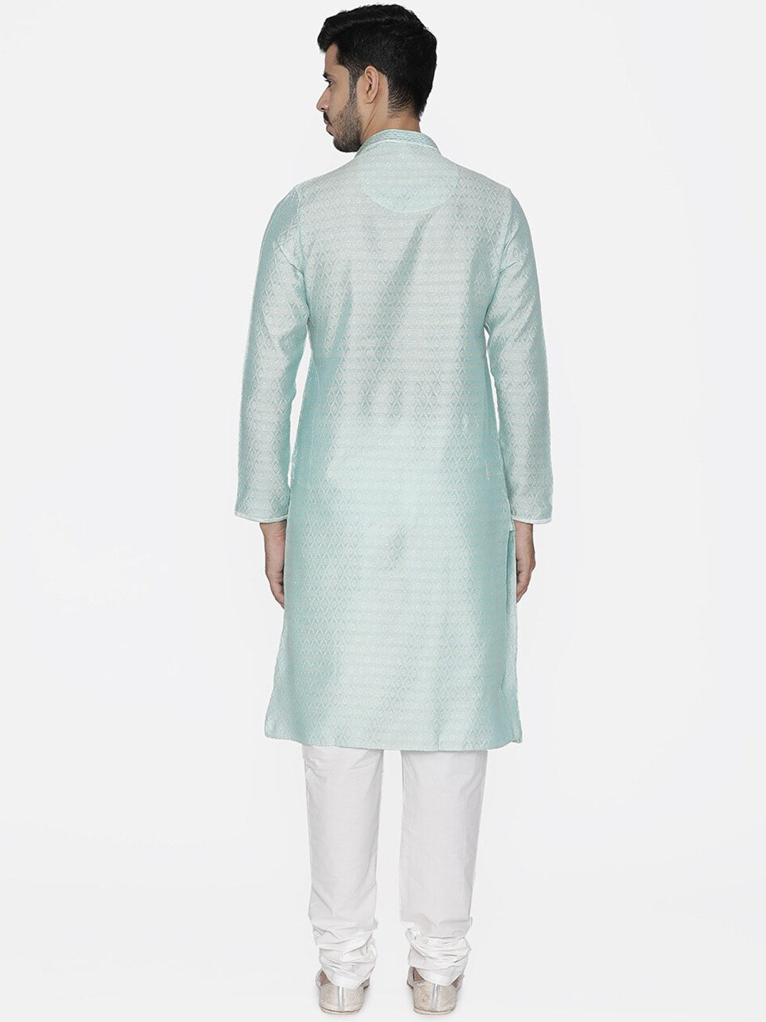 Manyavar Men Blue Woven Design Kurta with Churidar - Distacart