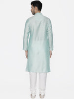 Thumbnail for Manyavar Men Blue Woven Design Kurta with Churidar - Distacart