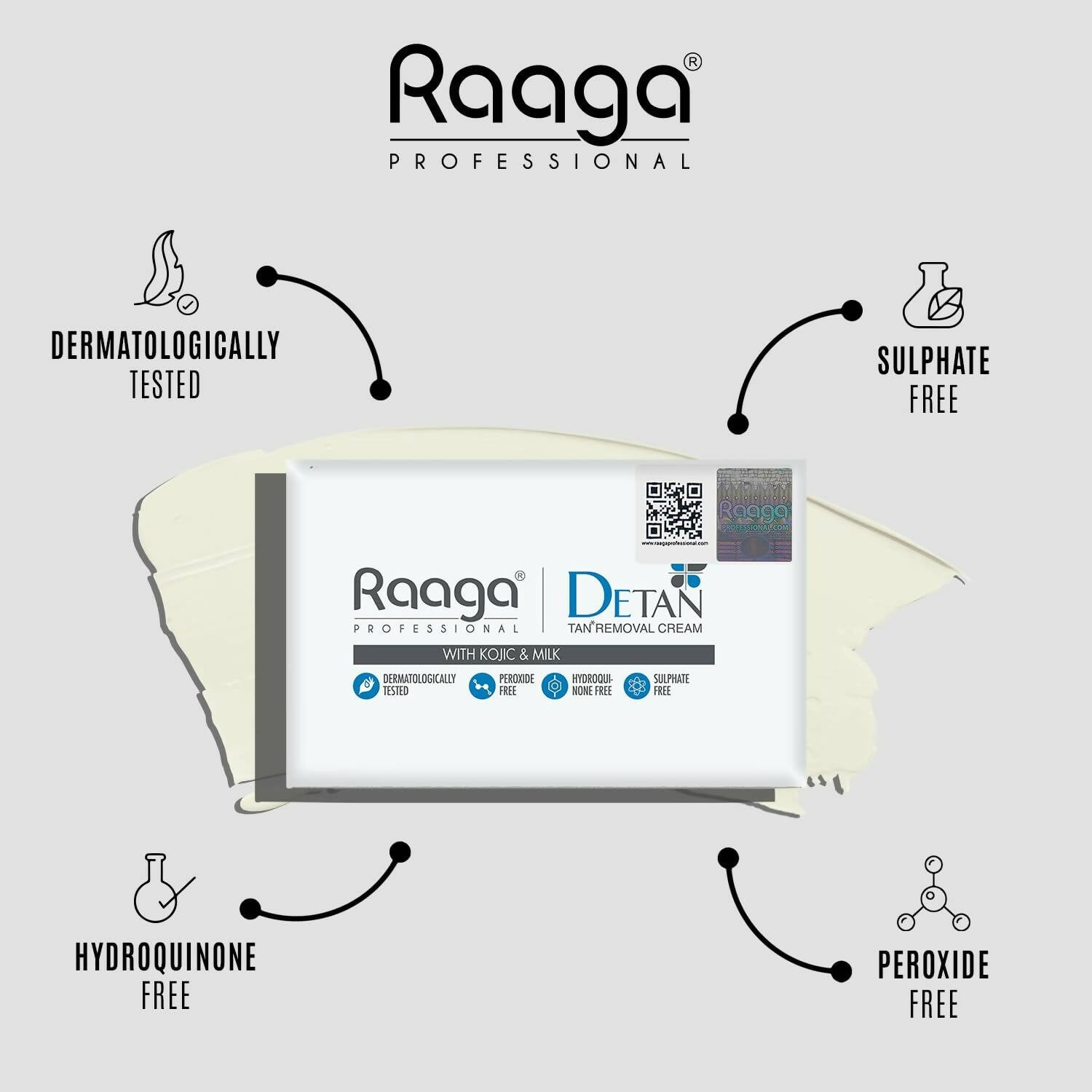 Raaga Professional De-Tan Tan Removal Cream Kojic & Milk - Distacart