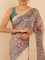 Thumbnail for Soch Beige & Pink Floral Zari Art Silk Saree - Distacart