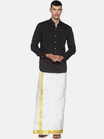 Thumbnail for Sethukrishna White Solid Readymade Dhoti - Distacart