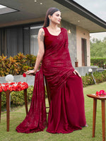 Thumbnail for Tikhi Imli Embellished Half and half Satin Saree With Tassels - Distacart