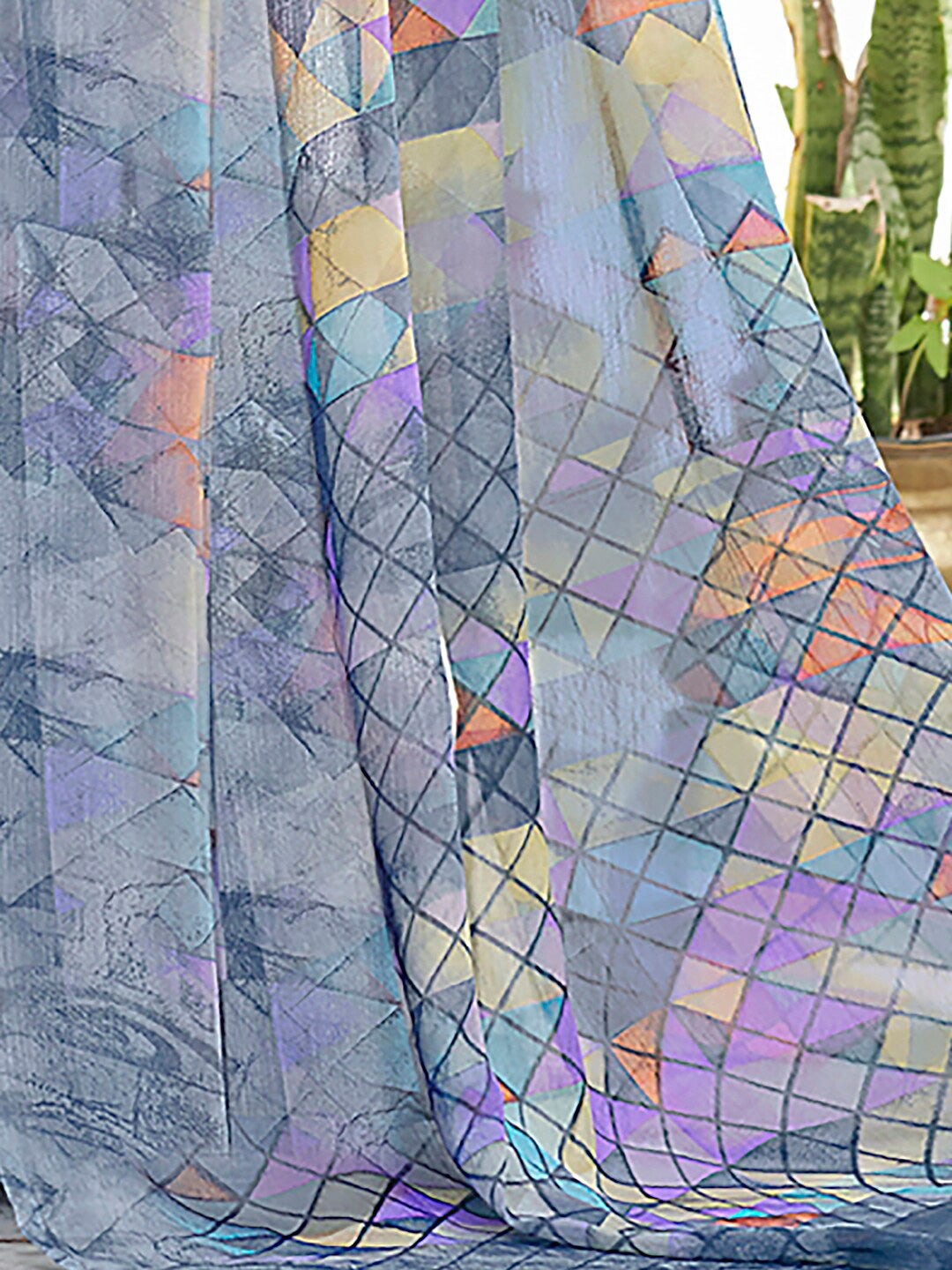Kalini Geometric Printed Pure Chiffon Dabu Saree - Distacart