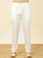 Thumbnail for Manyavar Floral Chikankari Embroidered Regular Thread Work Kurta With Pyjamas - Distacart