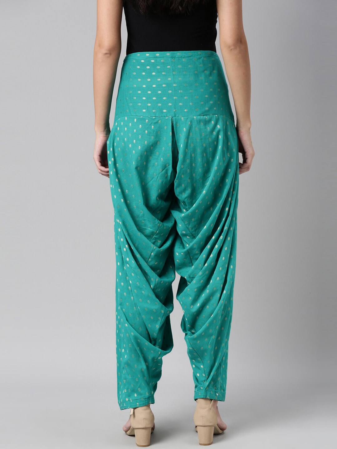 Souchii Sea Green Woven Design Pure Cotton Jacquard Patiala - Distacart