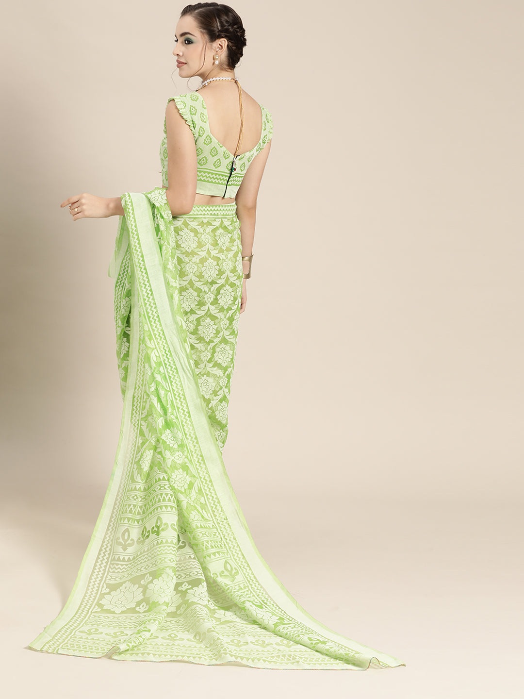 Saree Mall Green Ethnic Motifs Brasso Chanderi Saree - Distacart