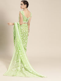 Thumbnail for Saree Mall Green Ethnic Motifs Brasso Chanderi Saree - Distacart