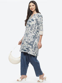Thumbnail for Biba Women White Floral Printed Pure Cotton Kurta with Salwar - Distacart