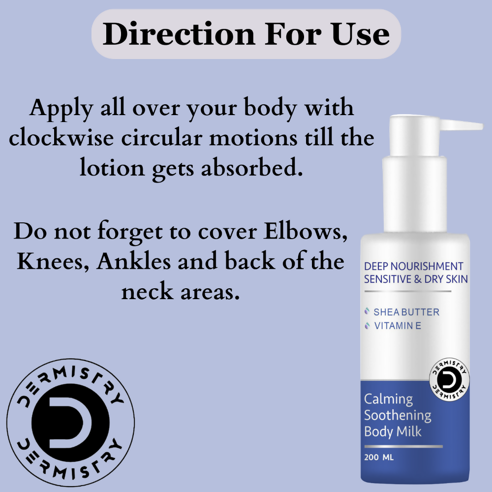 Dermistry Sensitive & Dry Skin Care Calming Soothing Body Milk Lotion Shea Butter & Vitamin E - Distacart
