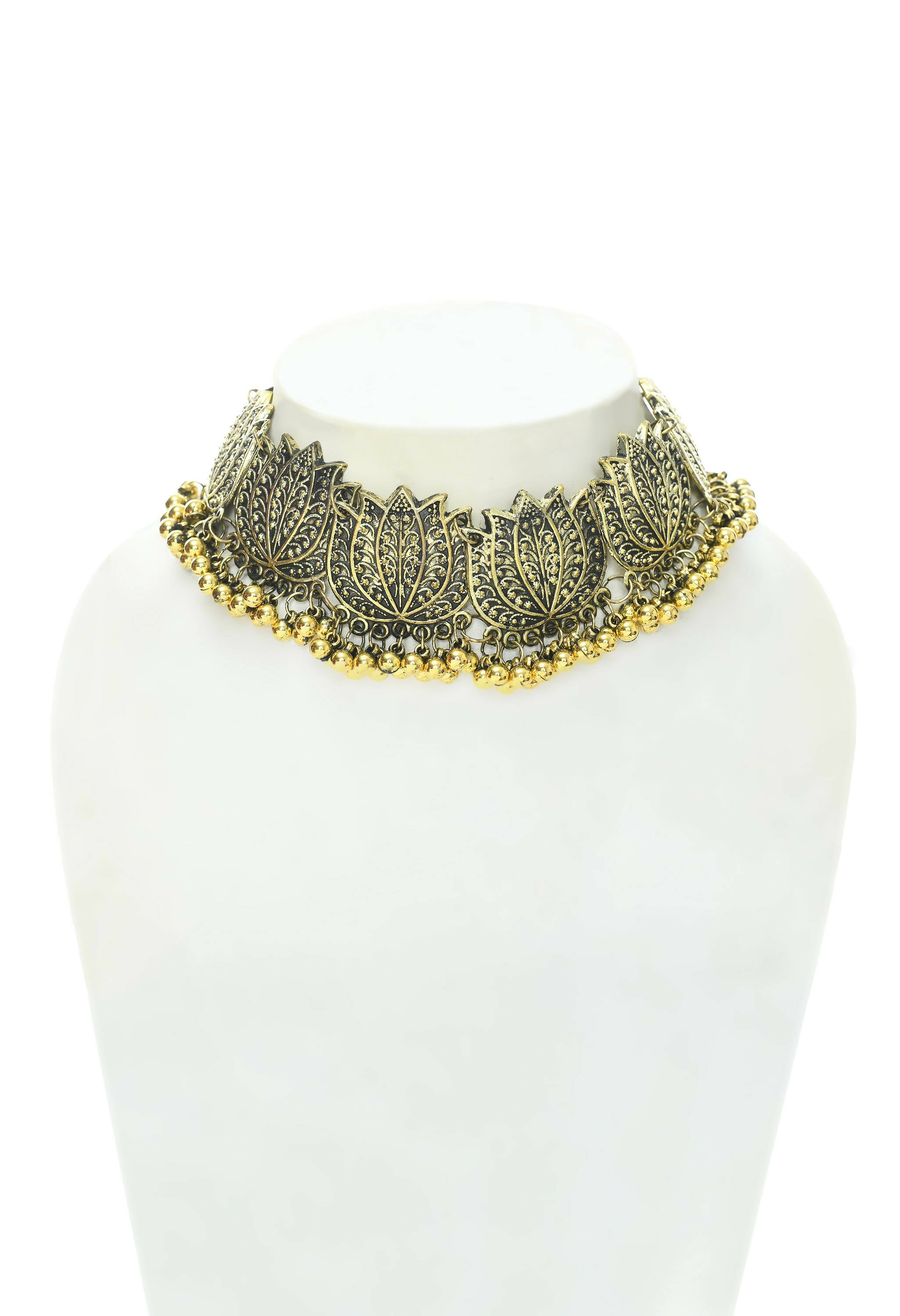 Mominos Fashion Johar Kamal Gold-Plated Brass Finish Lotus Design Choker For Women - Distacart