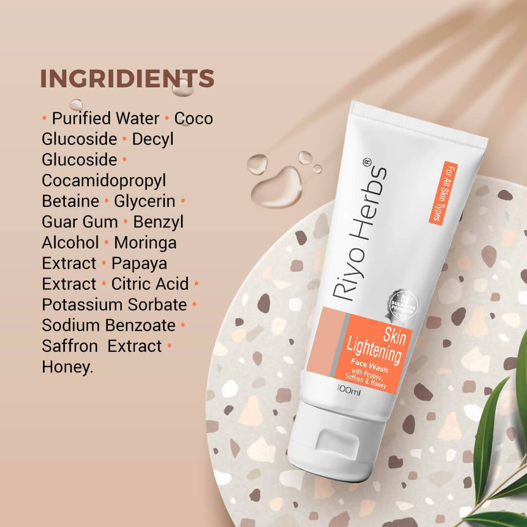 Riyo Herbs Skin Lightening Face wash With Papaya, Saffron & Honey