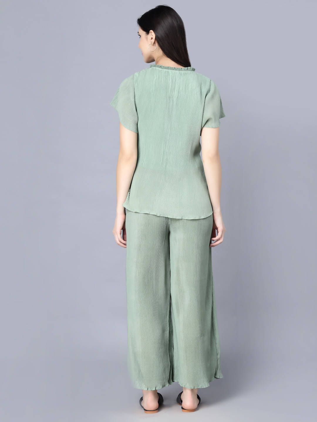 Myshka Women Green Top with Palazzos - Distacart