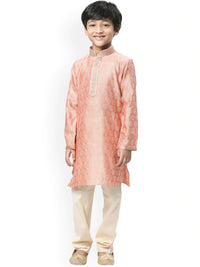 Thumbnail for Manyavar Boys Coral Ethnic Motifs Kurta with Salwar - Distacart