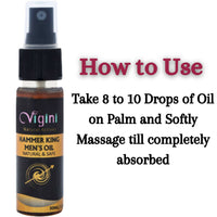 Thumbnail for Vigini Natural Hammer King Lubricating Massage Oil for Men with Tulsi Ylang Ylang Clary Sage Essential Oils - Distacart