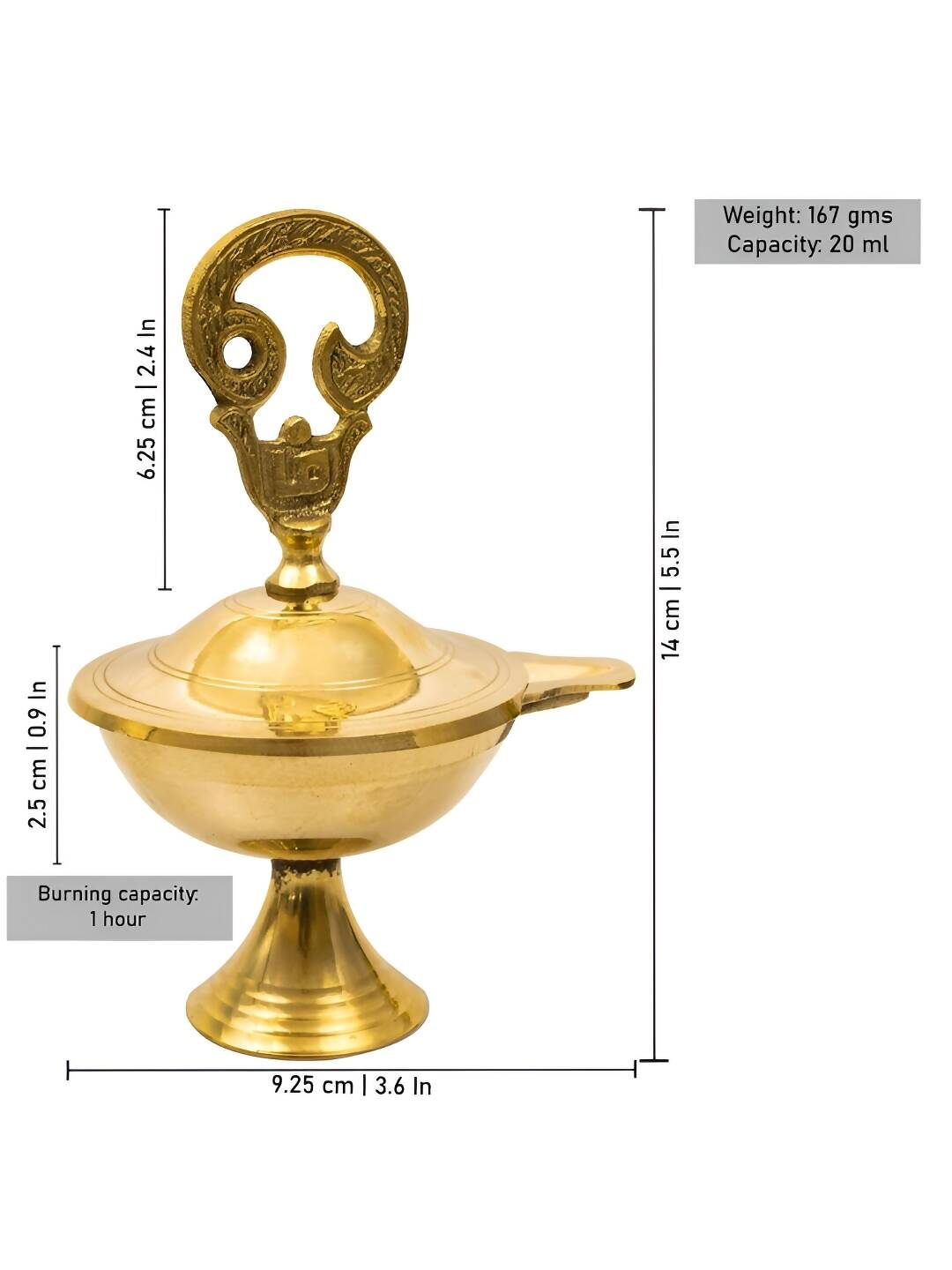 Spillbox Gold-Toned Brass Om Closed Diya Pooja Essential - Distacart