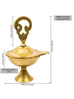 Thumbnail for Spillbox Gold-Toned Brass Om Closed Diya Pooja Essential - Distacart