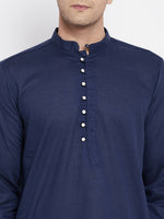 Thumbnail for Even Apparels Blue Color Rayon Men's Kurta With Band Collar - Distacart