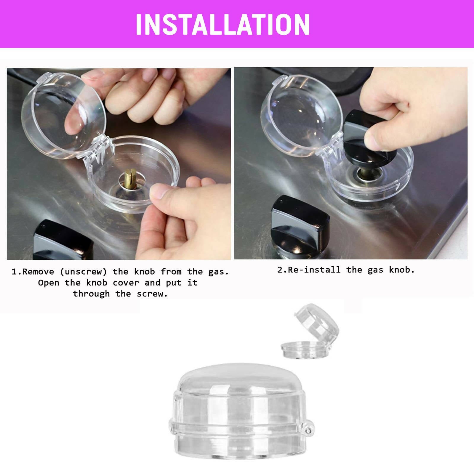 Safe-O-Kid Gas Stove Knobs Transparent Guards for Indoor Baby Safety Set of 4 Pcs - Distacart
