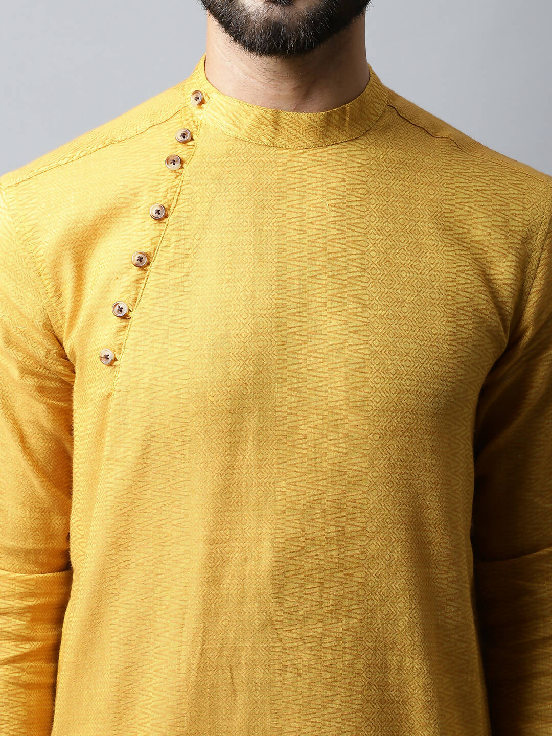Even Apparels Yellow Color Pure Cotton Men's Kurta With Side Placket (SLD1192) - Distacart