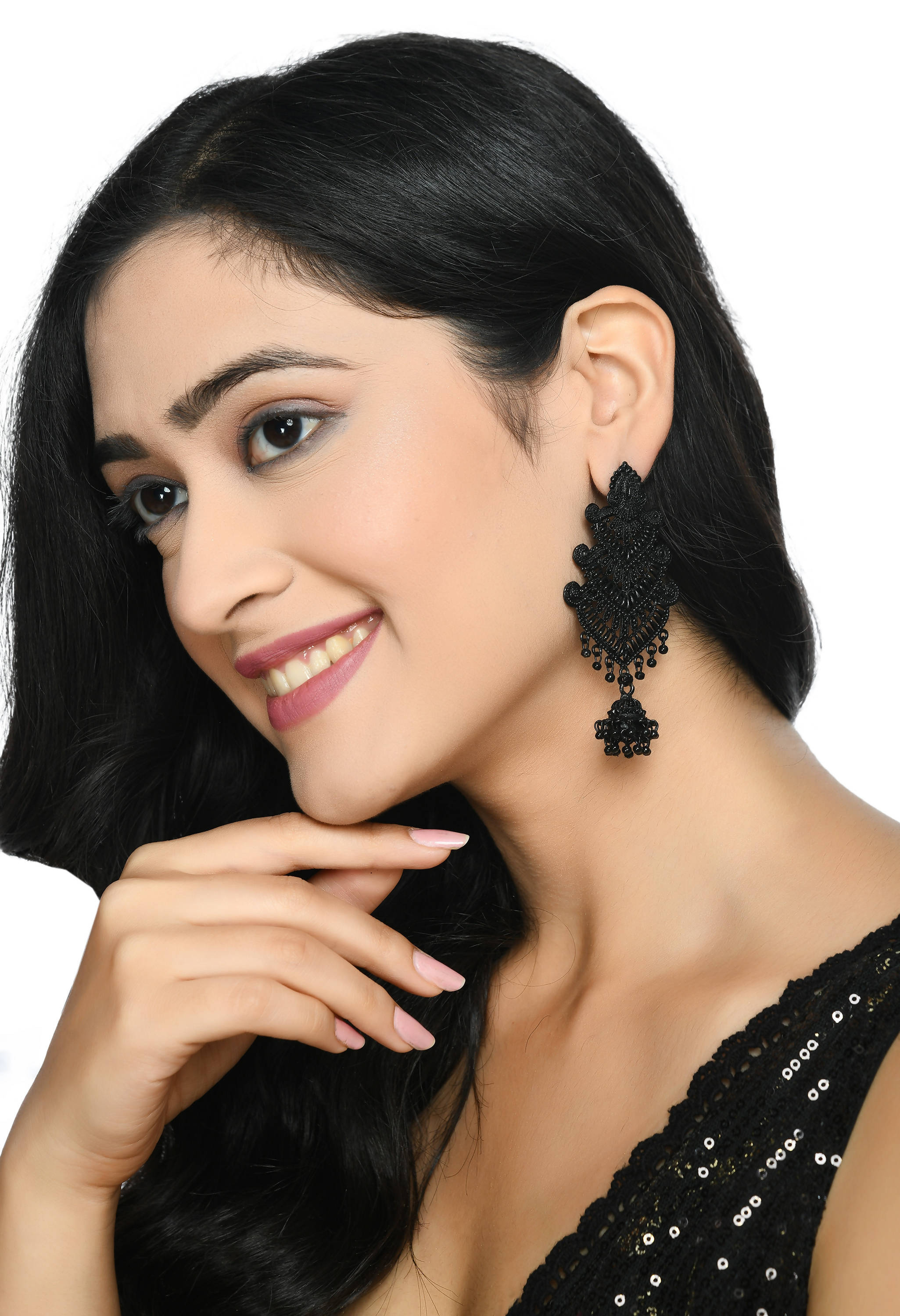 Mominos Fashion Johar Kamal Latest Design Black Color Earrings - Distacart