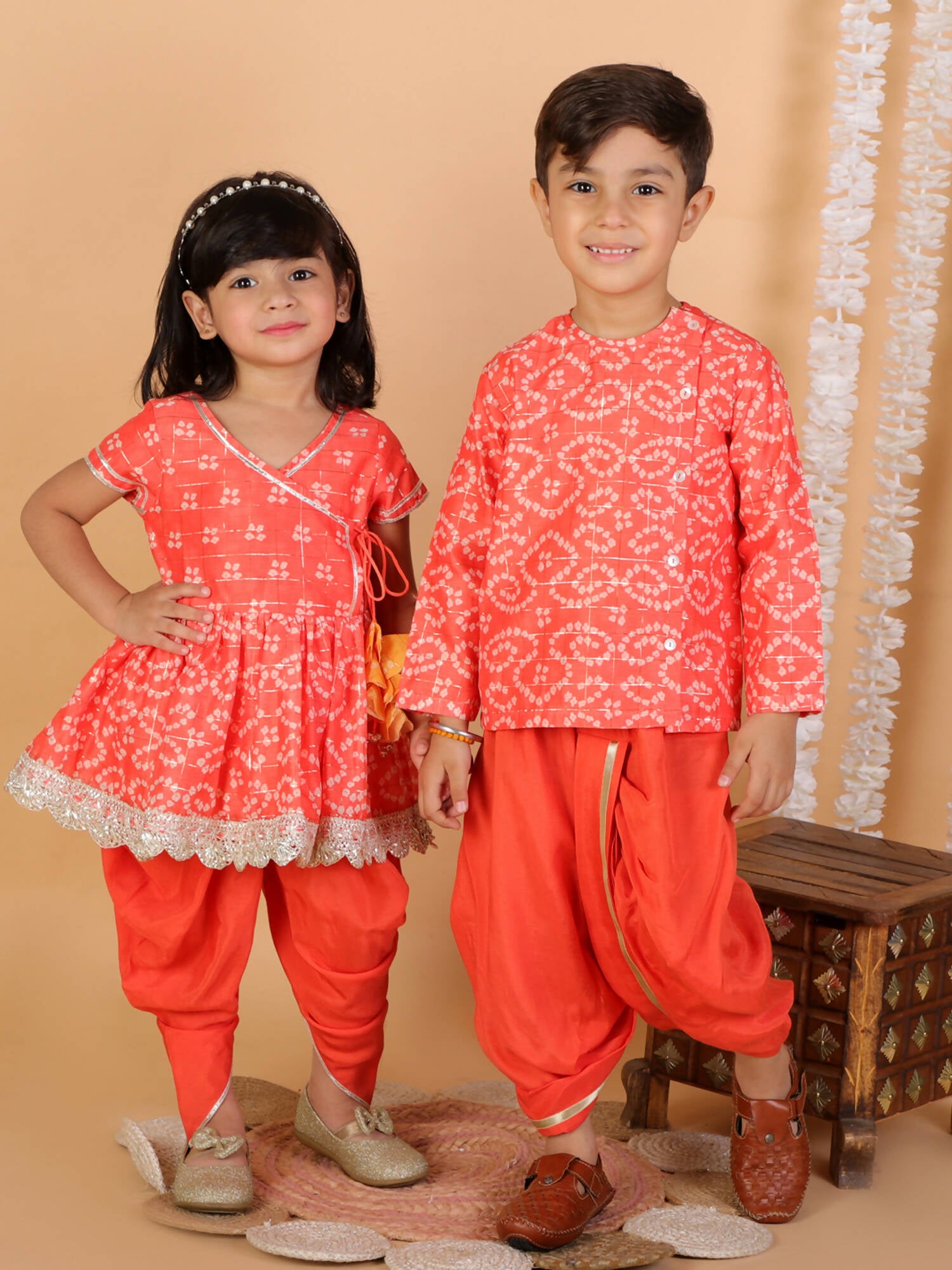 Lil Drama Boys Kurta Dhoti Set - Orange - Distacart