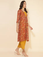 Thumbnail for Janasya Women's Mustard Moss Solid Festive Crop Top Set - Distacart