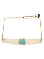 Thumbnail for Women's Blue White Gold-Plated Handcrafted Necklace - Ruby Raang - Distacart