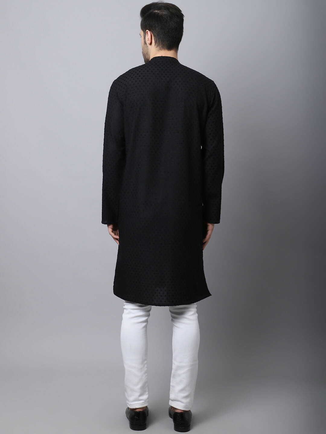 Even Apparels Black Pure Cotton Men's Kurta With Side Placket - Distacart