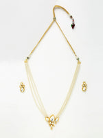 Thumbnail for Long Kundan Neckpiece With Studs - Ruby Raang - Distacart