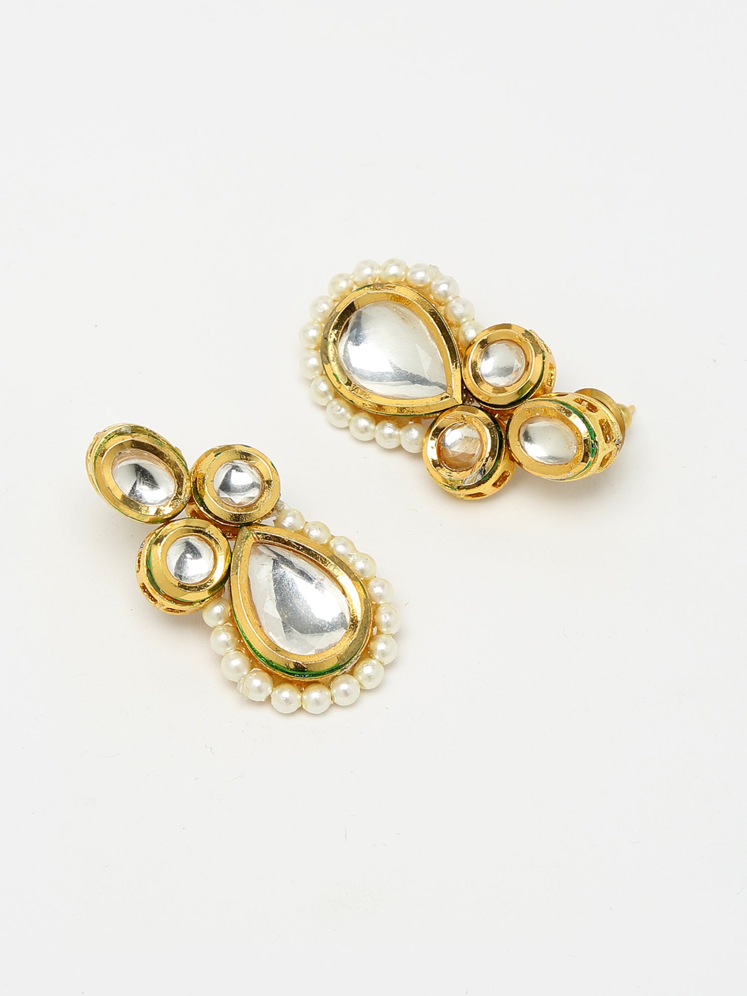 Long Kundan Neckpiece With Studs - Ruby Raang - Distacart