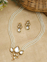Thumbnail for Long Kundan Neckpiece With Studs - Ruby Raang - Distacart