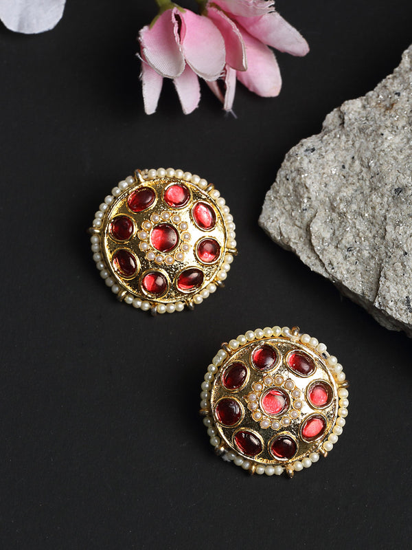 Kundan & Pearl Studs - Ruby Raang - Distacart