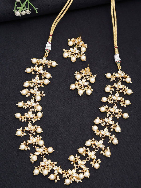 Kundan Neckpiece With Earrings - Ruby Raang - Distacart