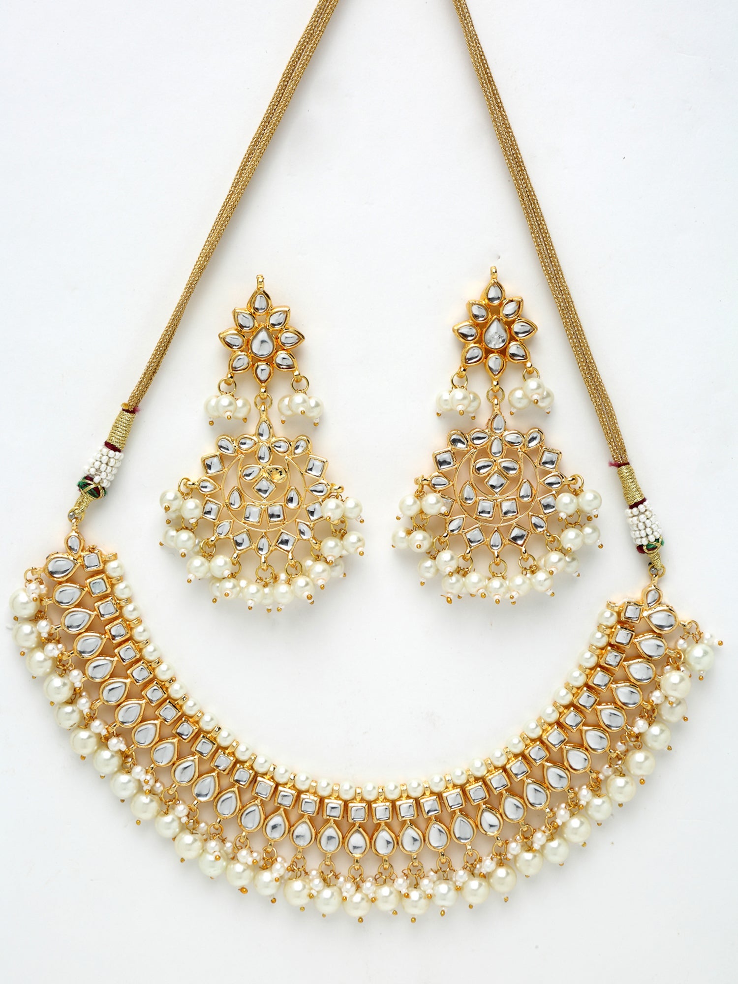 Gold Plated Kundan Choker With Earrings & Maang Tika - Ruby Raang - Distacart