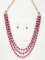 Thumbnail for Layered Maroon Neckpiece With Earrings - Ruby Raang - Distacart