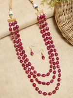 Thumbnail for Layered Maroon Neckpiece With Earrings - Ruby Raang - Distacart
