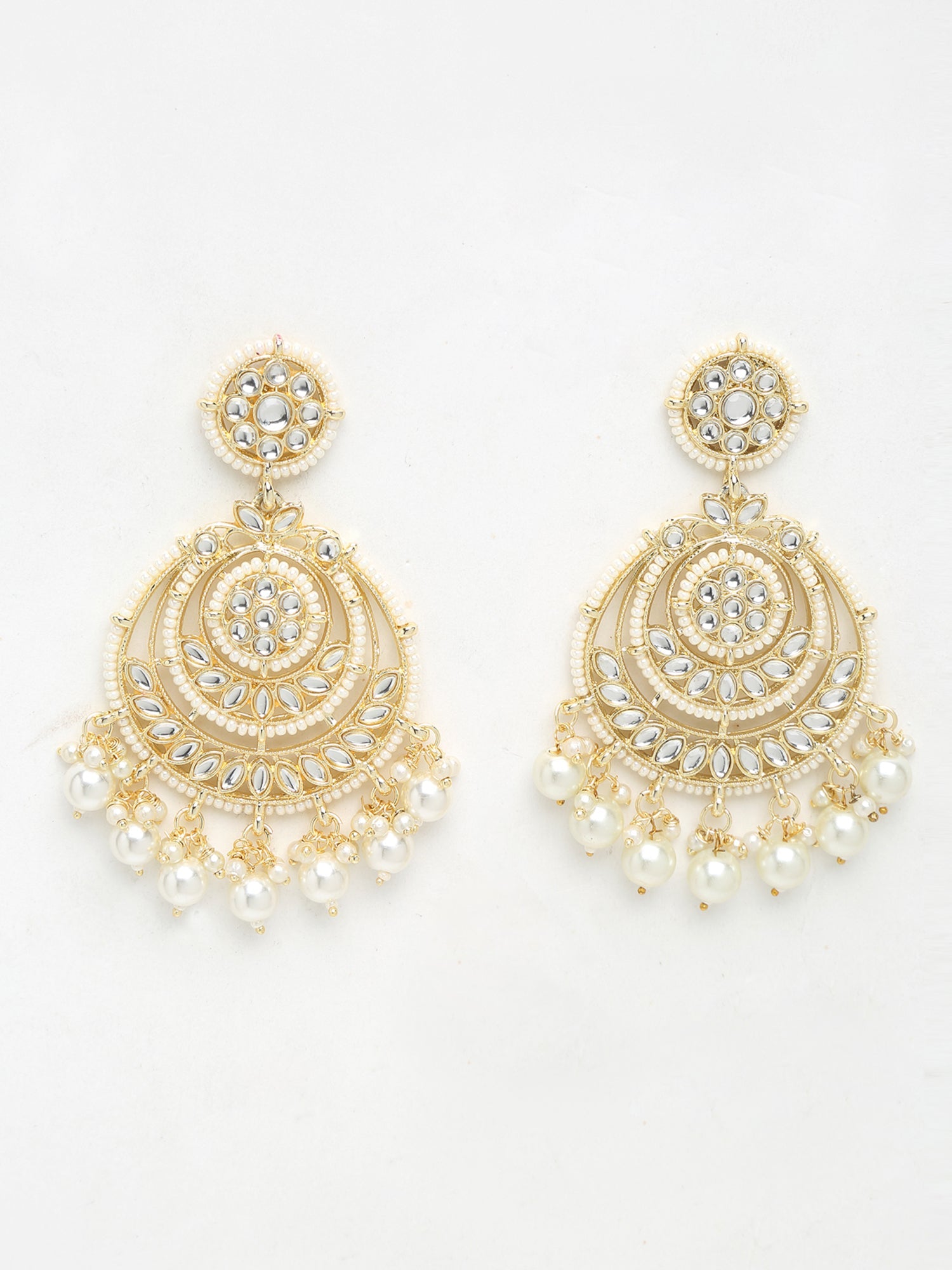 Kundan Pearl Earrings - Ruby Raang - Distacart